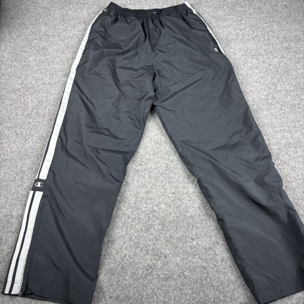 Champion Track Pants Mens‎ Medium Y2K Gray Windbreaker Athletic Joggers Lined